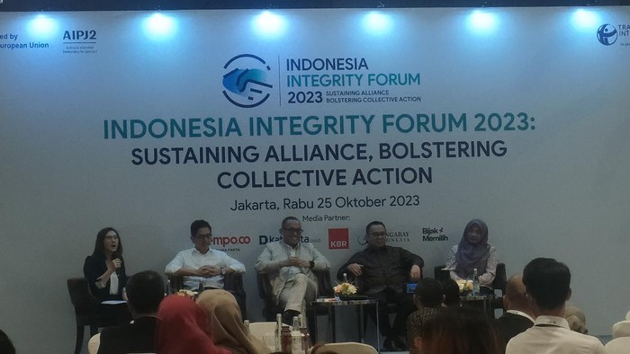 Acara diskusi Indonesia Integrity Forum, Mandarin Oriental, Jakarta, Rabu (25/10/2023)
