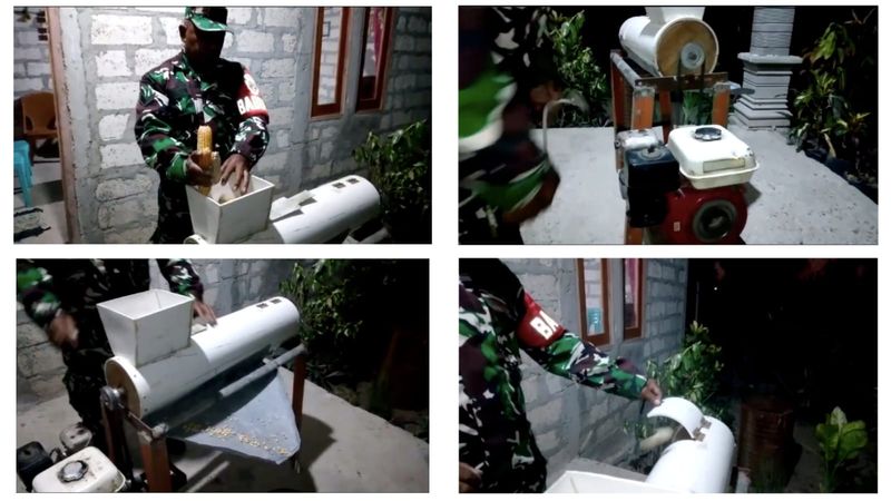 Sertu Miksem bikin mesin perontok jagung.