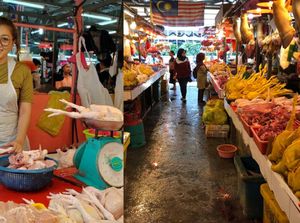 Wanita Cantik Ini Tak Gengsi Jualan Daging Ayam Potong di Pasar