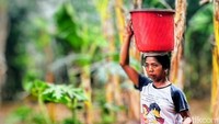 Warga hanya mendapatkan jatah hanya dua ember atau 10 sampai 15 liter perkeluarga.