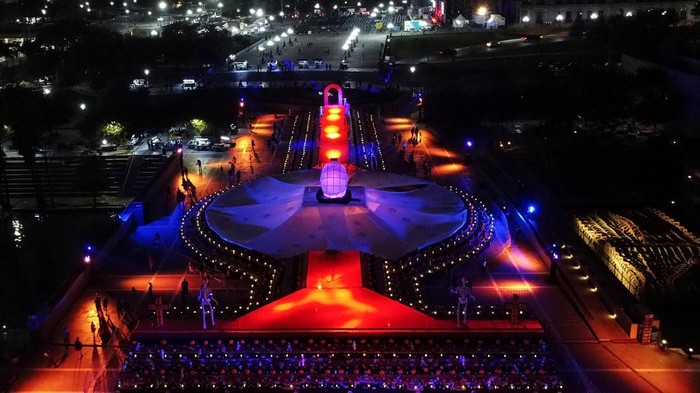 A view shows an art installation named 