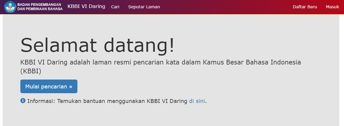 Tangkapan layar KBBI VI yang diluncurkan pada Kongres Bahasa Indonesia XII
