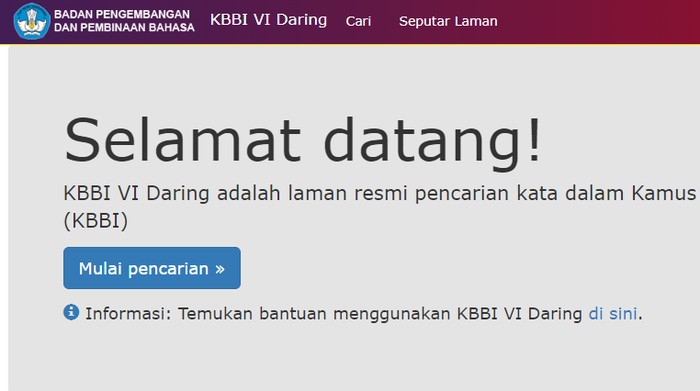 Tangkapan layar KBBI VI yang diluncurkan pada Kongres Bahasa Indonesia XII