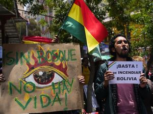 Potret Warga Bolivia Protes Soal Kebakaran Hutan