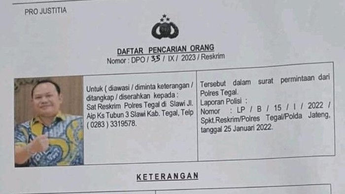 Daftar Pencarian Orang (DPO) kasus penipuan.