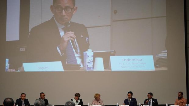 Sandiaga menjadi pembicara utama pada acara The 6th TEJ Ministerial Round Table di INTEX Osaka, Jepang