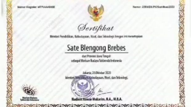 Sate Blengong khas Kota Brebes. Foto diunggah Jumat (27/10/2023).