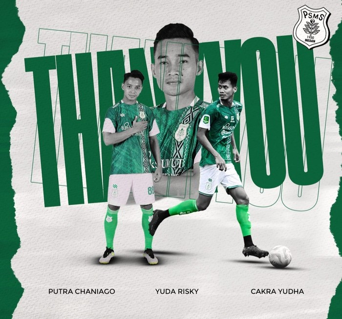 3 pemain yang dicoret PSMP Medan dari tim di jeda Liga 2 musim 2023/2024. (Instagram PSMS Medan)