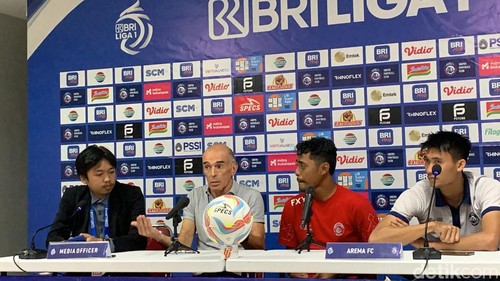 Presscon post match Arema usai hadapi Madura, Sabtu (28/10/2023) di Stadion Kapten I Wayan Dipta, Gianyar