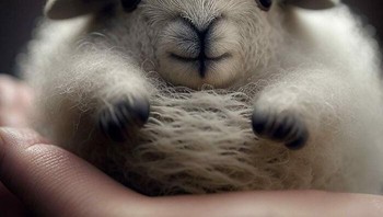 Bayi domba, lihat bulu-bulunya yang dibuat mengembang. Foto: Boredpanda