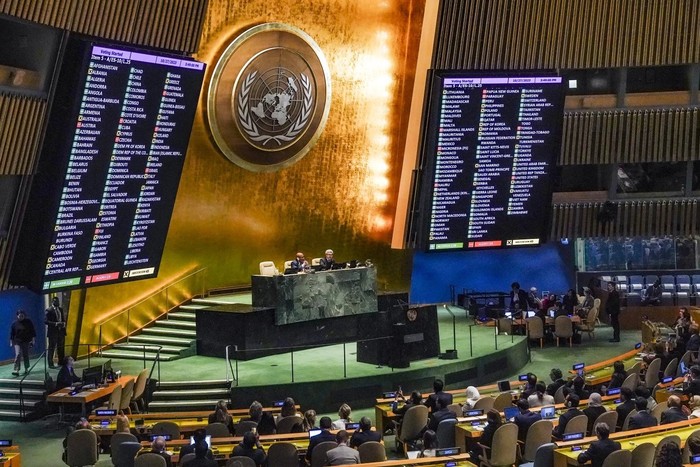 Pertemuan Majelis Umum PBB membahas konflik Hamas dan Israel. (AP Photo/Bebeto Matthews)