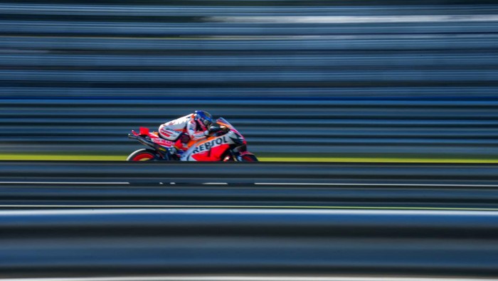 MotoGP - Thailand Grand Prix - Chang International Circuit, Buriram, Thailand - October 27, 2023 Repsol Honda Teams Marc Marquez in action during practice. REUTERS/Athit Perawongmetha