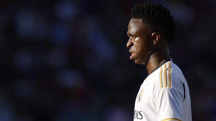 Soccer Football - LaLiga - FC Barcelona v Real Madrid - Estadi Olimpic Lluis Companys, Barcelona, Spain - October 28, 2023 Real Madrids Vinicius Junior reacts REUTERS/Albert Gea