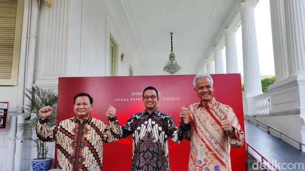 3 Capre usai makan siang bersama Presiden Jokowi di Istana, Jakarta.