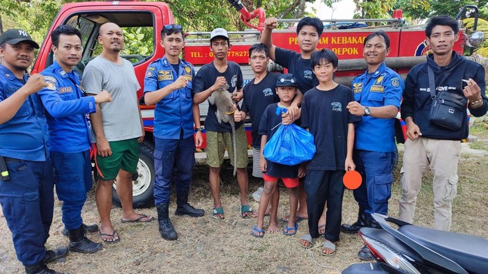 Damkar Depok evakuasi monyet yang meresahkan warga di Sawangan, Depok.