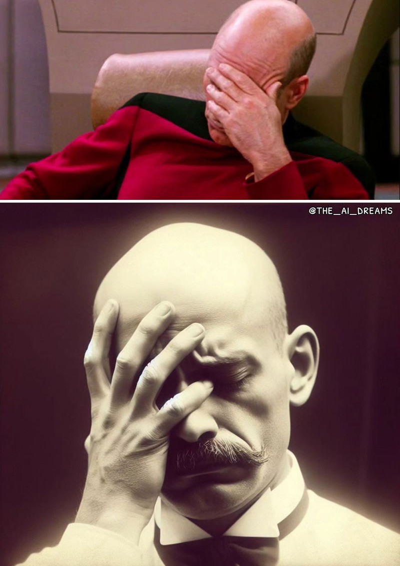 Bagaimana jadinya kalau meme yang kita lihat sehari-hari, gambarnya dipoles dengan AI dan dibuat seperti foto masa lalu. Menurut kalian lebih lucu yang mana?