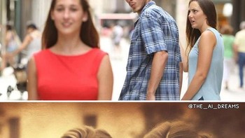 Harusnya yang hasil AI, pemeran prianya bersiul juga. Foto: (Bored Panda).