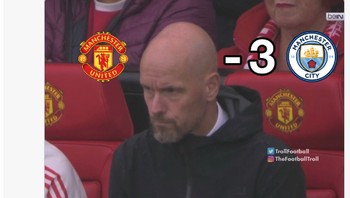 MU pun terbantai 0-3 dari Man City. Foto: Twitter