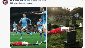 Kekalahan dari City bikin MU kini berada di urutan delapan dengan baru mengumpulkan 15 poin. Foto: Twitter