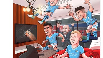 Man City berpesta di Old Trafford. Foto: Twitter