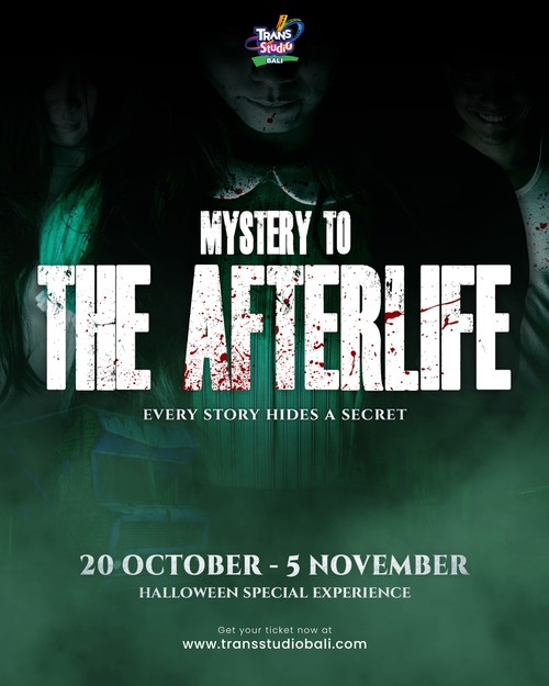 Poster promo wahana spesial Halloween, Mystery To The Afterlife (MTTA) di Trans Studio Bali. (Trans Studio Bali)