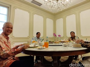 Potret Jokowi Makan Siang Bareng Anies, Ganjar dan Prabowo di Istana