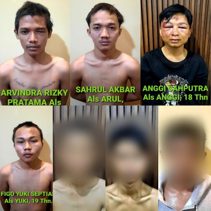 Tampang 7 pelaku yang bacok anggota Polda Jambi.