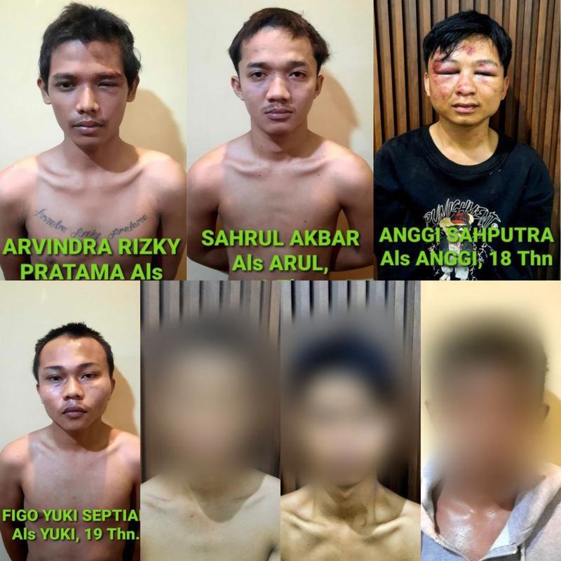 Tampang 7 pelaku yang bacok anggota Polda Jambi.