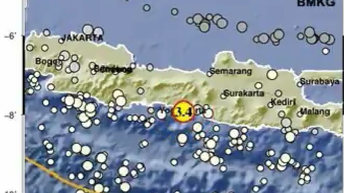 Gempa darat M 3,4 di Purworejo, Selasa (31/10/2023).