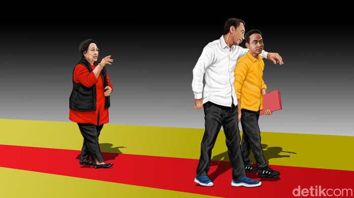 Ilustrasi detikX Gibran dan Jokowi Membangkang Megawati