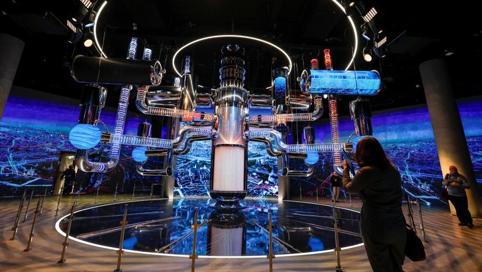A model of the Soviet-made thermonuclear bomb Tsar Bomba is on display at the nuclear energy museum Atom, located in a pavilion of the Exhibition of Achievements of National Economy (VDNKh) in Moscow, Russia, October 26, 2023. The exhibition centre will be officially opened to showcase the historic and modern achievements of the country's nuclear industry and display expositions dedicated to the Soviet atomic project, the nuclear arms race between the USSR and the United States and other subjects. REUTERS/Yulia Morozova