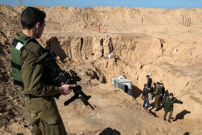 FILE PHOTO: A general view shows the interiors of what the Israeli military say is a cross-border attack tunnel dug from Gaza to Israel, on the Israeli side of the Gaza Strip border near Kissufim January 18, 2018. REUTERS/Jack Guez/Pool/File Photo
