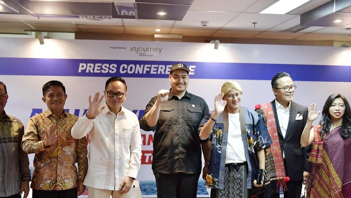 Penjabat (Pj) Gubernur Sumut Hassanudin menghadiri konferensi pers tentang Aquabike World Championship 2023 di Kantor Kementerian Bidang Kemaritiman dan Investasi, Jakarta, Selasa (31/10). (DISKOMINFO SUMUT)