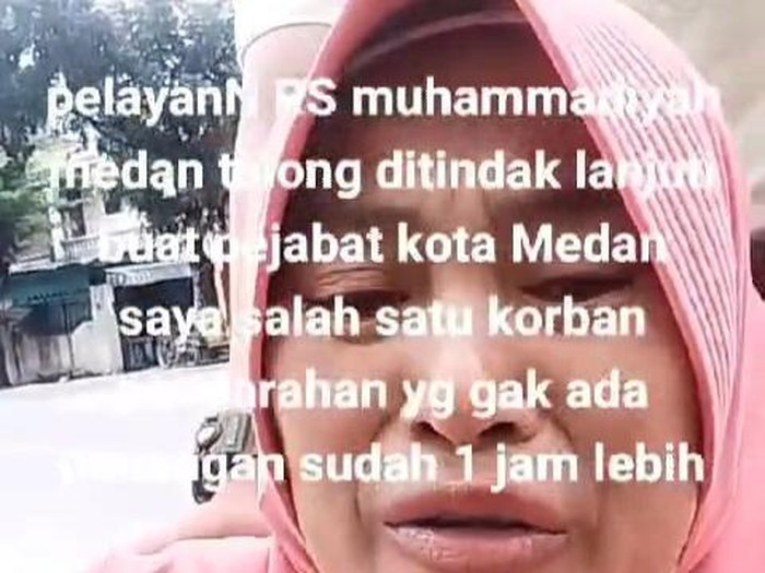 Tangkapan layar video viral wanita yang ngaku tidak dapat pelayanan di RS Muhammadiyah Sumut