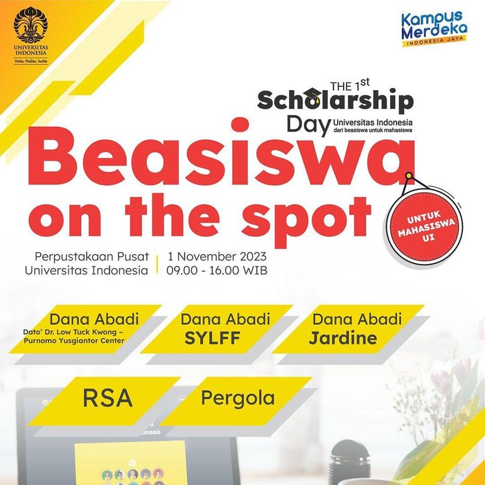 UI selenggarakan Beasiswa On The Spot dengan 5 sumber pendanaan, cek syaratnya!