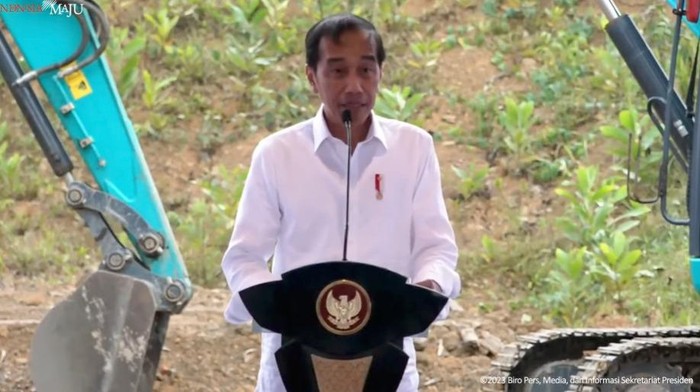Jokowi saat Groundbreaking Nusantara Intercultural School, di IKN.