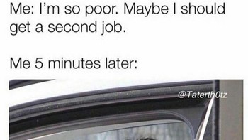 Ngakunya nggak ada uang, tapi selalu bisa menyempatkan untuk beli kopi dan cake. Foto: Instagram/corporate_millennial_memes