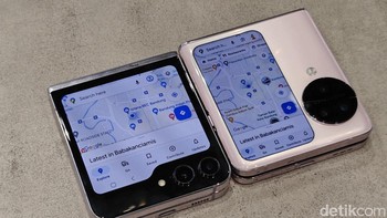 Perbandingan tampilan GMaps di layar HP depan. Foto: Adi Fida Rahman/detikINET
