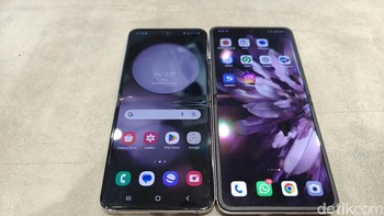 Namun area lipatan Galaxy Z Flip 5 lebih kelihatan mata. Pun begitu jari masih merasakan area lipatan ketika jari bergulir di layar. Foto: Adi Fida Rahman/detikINET