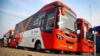 Bus Minitrans yang dioperasikan berjenis Hino GB150 AT Euro 4 dengan karoseri Laksana Nucleus 5.