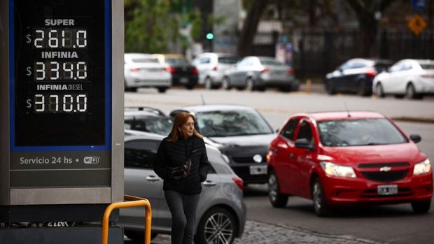Gasoline and diesel prices are displayed in a gas station during a gasoline shortage in Buenos Aires, Argentina October 30, 2023. REUTERS/Tomas Cuesta