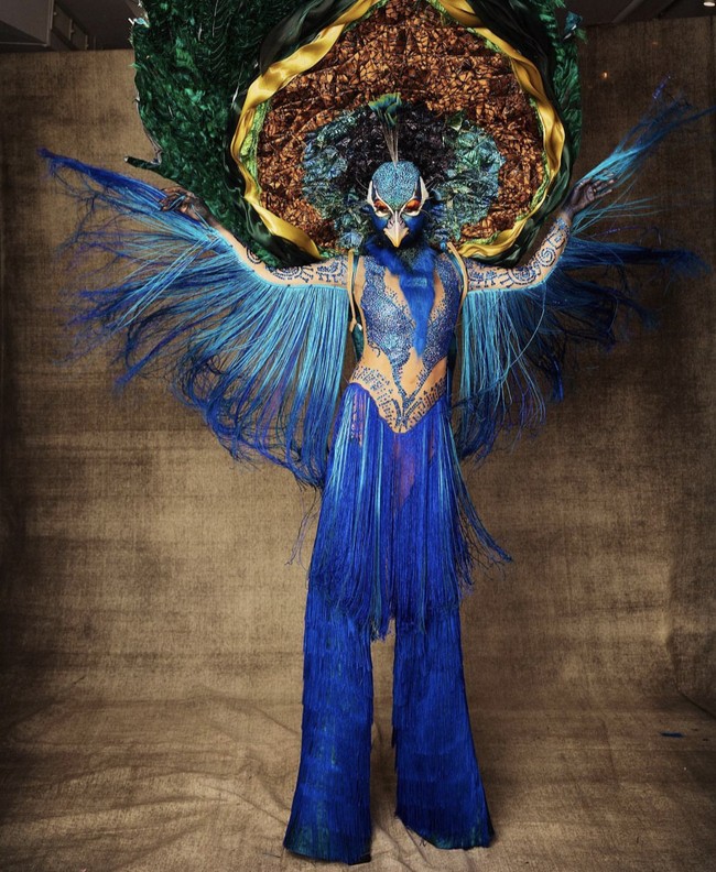 Dia memilih burung merak karena burung-burung tersebut memamerkan bulunya akan cocok untuk pertunjukan Halloween. Foto: Dok. Instagram/@heidiklum