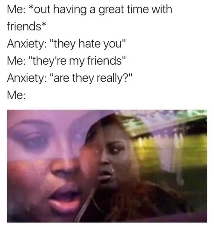 Meme Anxiety Lagi Kumat, Bawaannya Nethink Mulu Ketika anxiety alias kecemasan datang menghampiri rasanya bikin perut mulas. Kira-kira gambarannya kayak deretan meme berikut, deh.