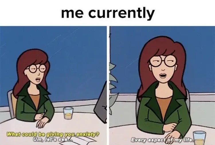 Meme Anxiety Lagi Kumat, Bawaannya Nethink Mulu Ketika anxiety alias kecemasan datang menghampiri rasanya bikin perut mulas. Kira-kira gambarannya kayak deretan meme berikut, deh.