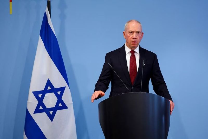 Israeli Defence Minister Yoav Gallant attends a joint press conference with German Defence Minister Boris Pistorius (not pictured) in Berlin, Germany, September 28, 2023. REUTERS/Fabrizio Bensch/File Photo Acquire Licensing Rights