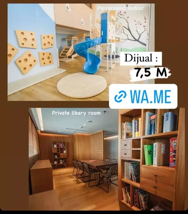 Bagi yang memiliki anak kecil, penthouse tersebut juga punya fasilitas playground indoor. Ruang perpustakaannya juga tak kalah nyaman dengan dominasi warna coklat. Foto: Instagram/@chelseaoliviaa