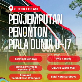 Titik Jemput Penonton Piala Dunia U-17 2023 dengan Suroboyo Bus