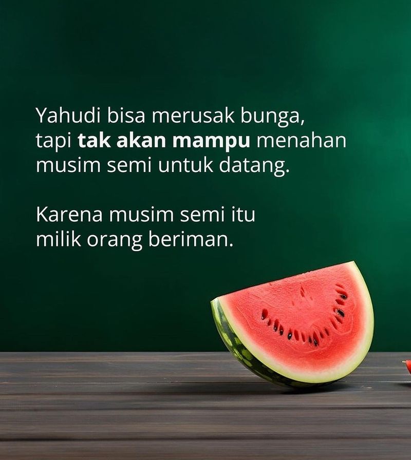 Kreasi gambar semangka sebagai bentuk dukungan untuk Palestina.