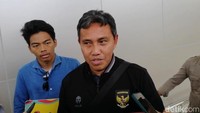 Pelatih Bima Sakti saat memberikan keterangan kepada awak media. Timnas Indonesia U-17 nanti akan tergabung dalam grup A.