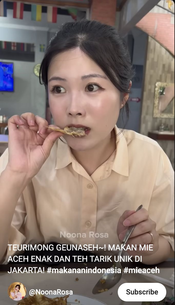 Pertama Kali Cicip Mie Aceh dan Ikan Asin, Wanita Korea Ini Bilang Begini